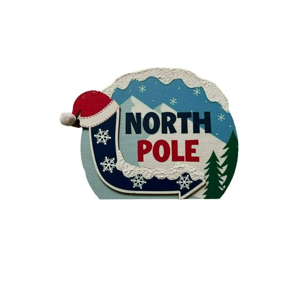 3 for $15 - Ashland North Pole Journey 6" Small Wooden Tabletop Decor Brand New - Picture 1 of 3